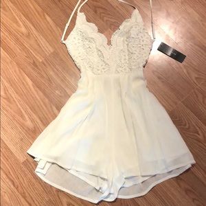White Open Back Romper